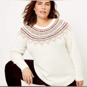 LOFT Plus Shimmery Fair Isle Sweater